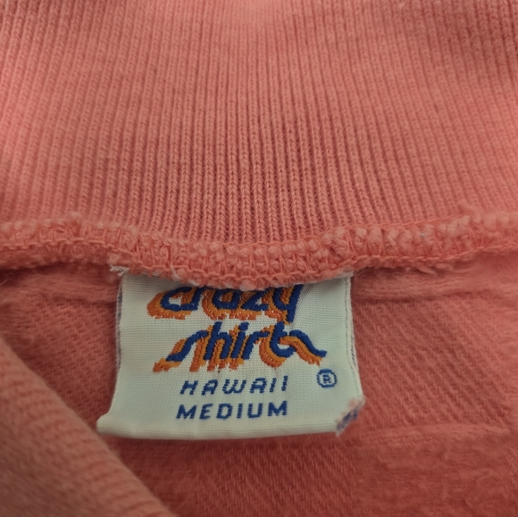 VTG Crazy Shirt Hawaii Collared Sweatshirt Pink Coral Textured Womens Size Med - Picture 6 of 9